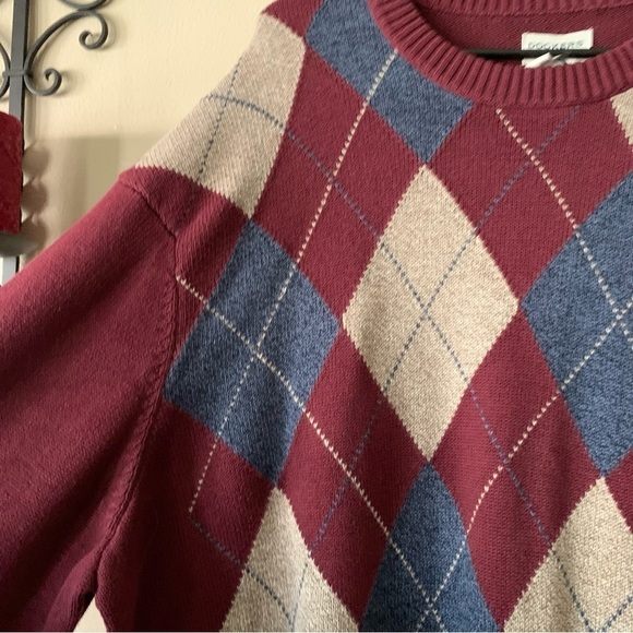NWT Dockers Maroon Crewneck Argyle Pullover Sweater Size XXL - Picture 3 of 9